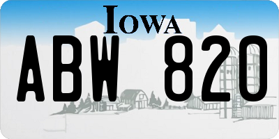 IA license plate ABW820