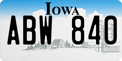 IA license plate ABW840