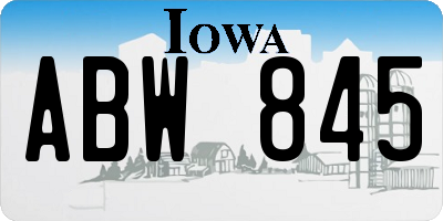 IA license plate ABW845