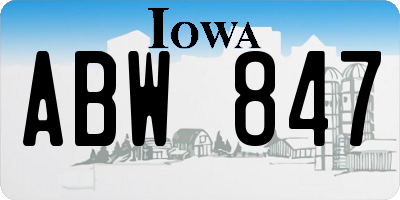 IA license plate ABW847