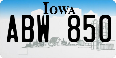 IA license plate ABW850