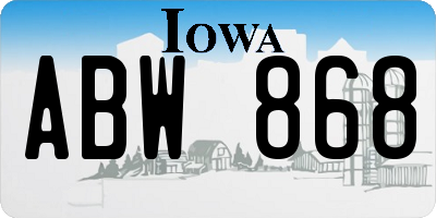 IA license plate ABW868