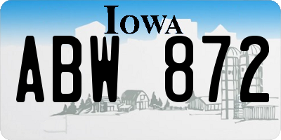IA license plate ABW872