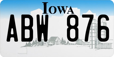 IA license plate ABW876