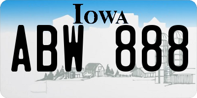 IA license plate ABW888