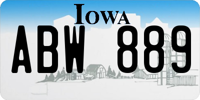 IA license plate ABW889