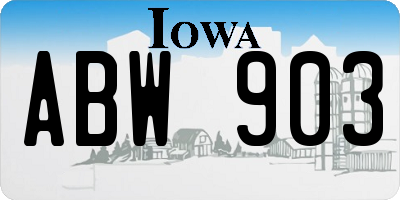 IA license plate ABW903