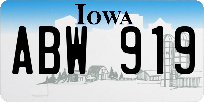 IA license plate ABW919