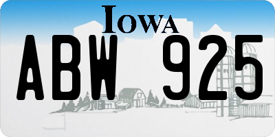 IA license plate ABW925