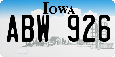 IA license plate ABW926