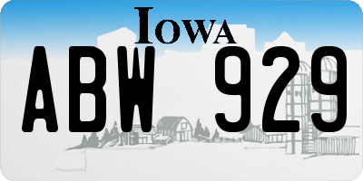 IA license plate ABW929