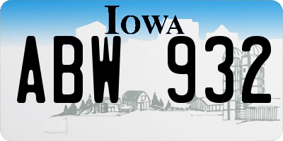 IA license plate ABW932