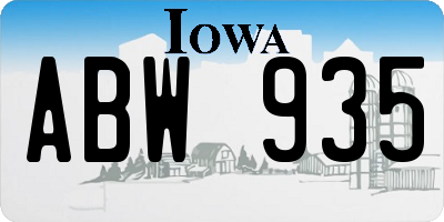 IA license plate ABW935