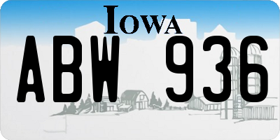 IA license plate ABW936