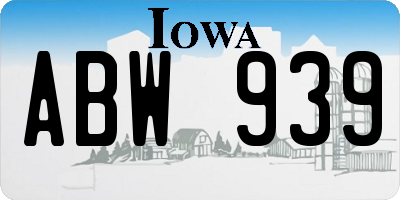 IA license plate ABW939