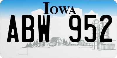 IA license plate ABW952