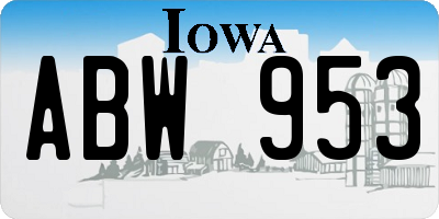 IA license plate ABW953