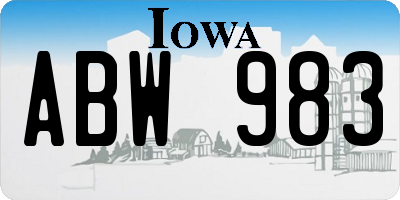 IA license plate ABW983