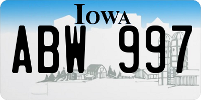 IA license plate ABW997