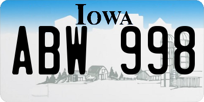 IA license plate ABW998