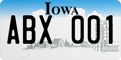 IA license plate ABX001