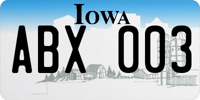 IA license plate ABX003