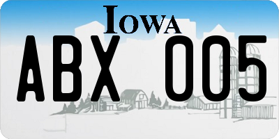 IA license plate ABX005