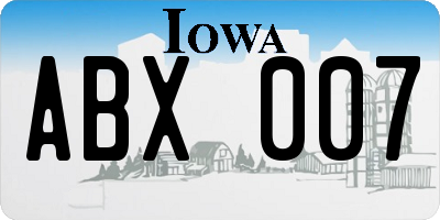 IA license plate ABX007