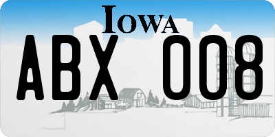 IA license plate ABX008