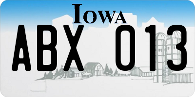 IA license plate ABX013