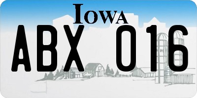 IA license plate ABX016