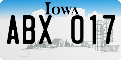 IA license plate ABX017