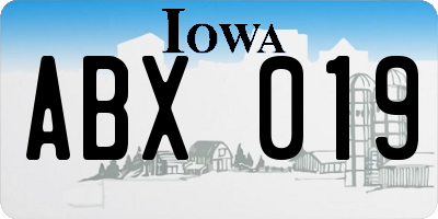 IA license plate ABX019