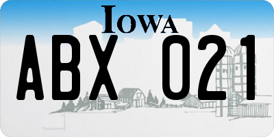 IA license plate ABX021