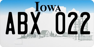 IA license plate ABX022