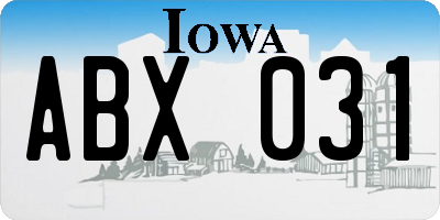 IA license plate ABX031