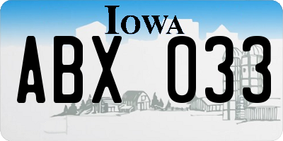 IA license plate ABX033