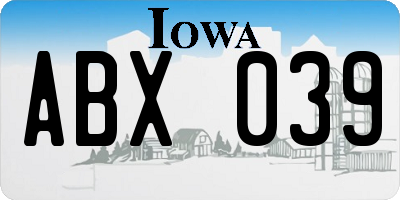 IA license plate ABX039