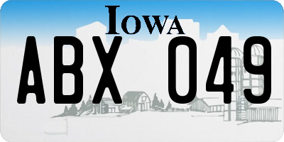IA license plate ABX049