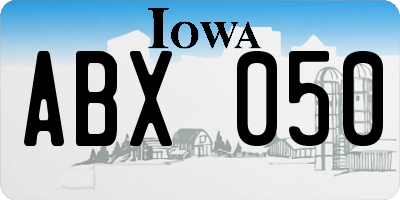 IA license plate ABX050