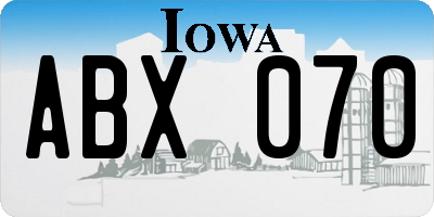 IA license plate ABX070