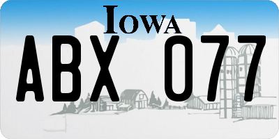 IA license plate ABX077