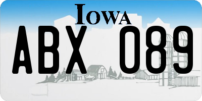 IA license plate ABX089