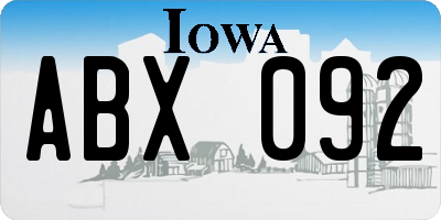 IA license plate ABX092