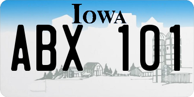 IA license plate ABX101