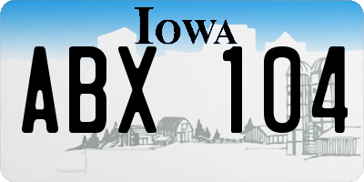 IA license plate ABX104
