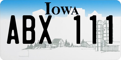 IA license plate ABX111