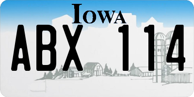 IA license plate ABX114