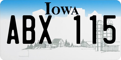 IA license plate ABX115