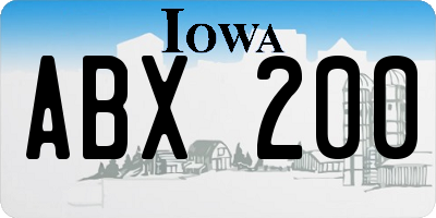 IA license plate ABX200